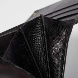 Pre Owned Prada Black Saffiano Metal Leather Logo Flap Continental Wallet