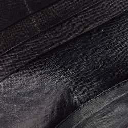 Pre Owned Prada Black Saffiano Metal Leather Logo Flap Continental Wallet