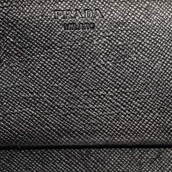 Pre Owned Prada Black Saffiano Metal Leather Logo Flap Continental Wallet