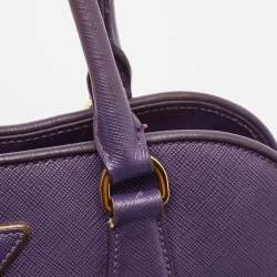 Pre Owned Prada Purple Saffiano Lux Leather Medium Promenade Satchel