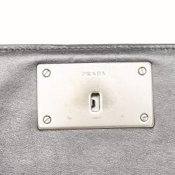Pre Owned Prada Black Leather Grommet Flap Shoulder Bag