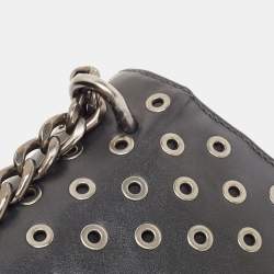 Pre Owned Prada Black Leather Grommet Flap Shoulder Bag