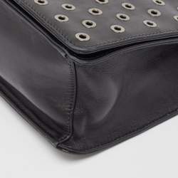 Pre Owned Prada Black Leather Grommet Flap Shoulder Bag