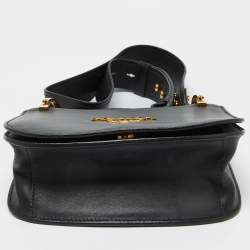 Prada Black Leather City Calf Pionnière Saddle Shoulder Bag