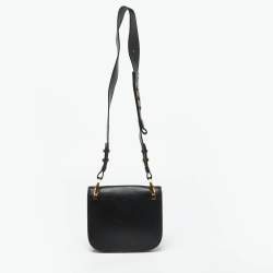 Prada Black Leather City Calf Pionnière Saddle Shoulder Bag
