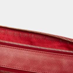 Prada Red Saffiano Lux Leather Large Galleria Double Zip Tote