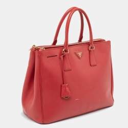 Prada Red Saffiano Lux Leather Large Galleria Double Zip Tote