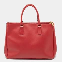 Prada Red Saffiano Lux Leather Large Galleria Double Zip Tote