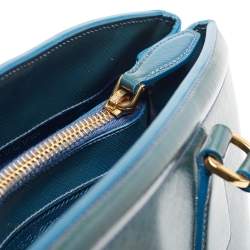 Pre Owned Prada Teal Saffiano Patent Leather Parabole Tote