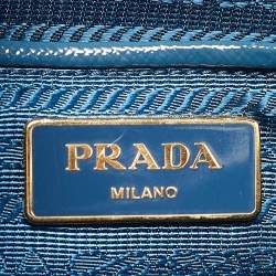 Pre Owned Prada Teal Saffiano Patent Leather Parabole Tote