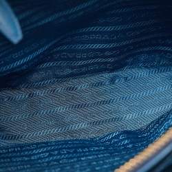 Pre Owned Prada Teal Saffiano Patent Leather Parabole Tote