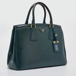 Pre Owned Prada Teal Saffiano Patent Leather Parabole Tote