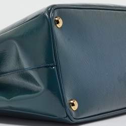 Pre Owned Prada Teal Saffiano Patent Leather Parabole Tote