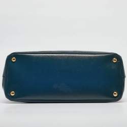 Pre Owned Prada Teal Saffiano Patent Leather Parabole Tote