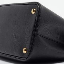 Prada Black Saffiano Cuir Leather Small Double Handle Tote