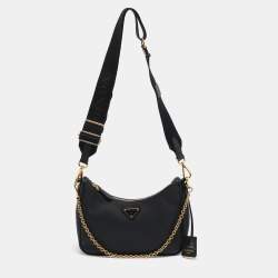 Prada Black Saffiano Lux Leather Re-Edition 2005 Baguette Bag