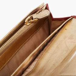 Prada Red Saffiano Metal Leather Logo Flap Continental Wallet