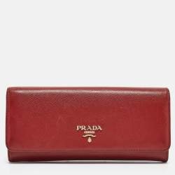 Authentic Prada popular Red Saffiano Leather Bow Zip Around Wallet Preloved