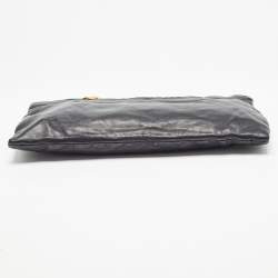 Prada Black Soft Leather Zip Clutch