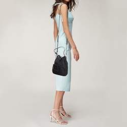 Prada Black Nylon Duet Drawstring Bucket Bag