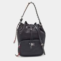 Prada Black Nylon Duet Drawstring Bucket Bag