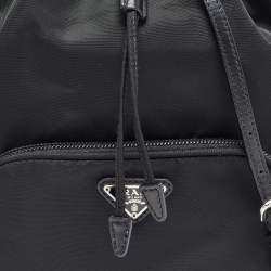 Prada Black Nylon Duet Drawstring Bucket Bag