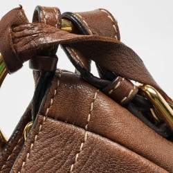 Pre Owned Prada Brown Cervo Leather Side Zip Hobo