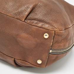 Pre Owned Prada Brown Cervo Leather Side Zip Hobo