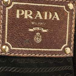 Pre Owned Prada Brown Cervo Leather Side Zip Hobo