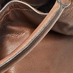 Pre Owned Prada Brown Cervo Leather Side Zip Hobo