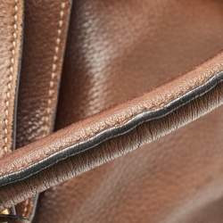 Pre Owned Prada Brown Cervo Leather Side Zip Hobo