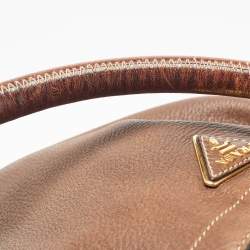 Pre Owned Prada Brown Cervo Leather Side Zip Hobo