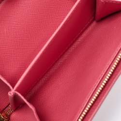 Prada Pink Saffiano Leather Flap French Wallet