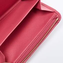 Prada Pink Saffiano Leather Flap French Wallet