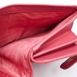 Prada Pink Saffiano Leather Flap French Wallet