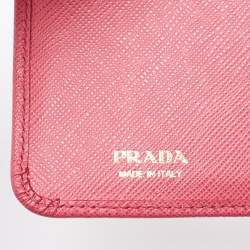 Prada Pink Saffiano Leather Flap French Wallet