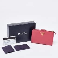 Prada Pink Saffiano Leather Flap French Wallet