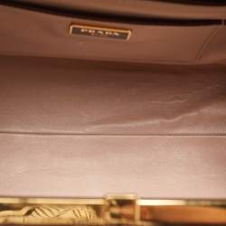Prada Burgundy Saffiano Vernice Leather Pyramid Frame Satchel