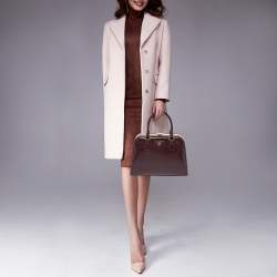Prada Burgundy Saffiano Vernice Leather Pyramid Frame Satchel