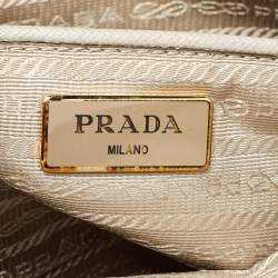 Prada Grey Saffiano Lux Leather Parabole Tote
