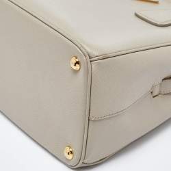 Prada Grey Saffiano Lux Leather Parabole Tote
