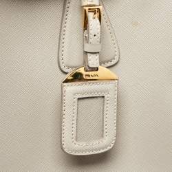 Prada Grey Saffiano Lux Leather Parabole Tote