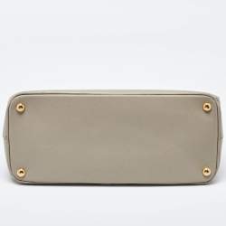 Prada Grey Saffiano Lux Leather Parabole Tote