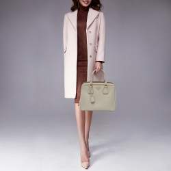 Prada Grey Saffiano Lux Leather Parabole Tote
