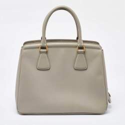 Prada Grey Saffiano Lux Leather Parabole Tote
