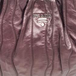 Prada Metallic Purple Leather Wave Hobo