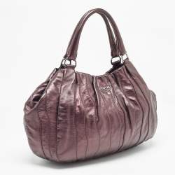 Prada Metallic Purple Leather Wave Hobo