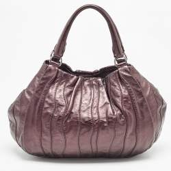 Prada Metallic Purple Leather Wave Hobo