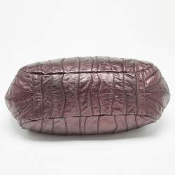 Prada Metallic Purple Leather Wave Hobo