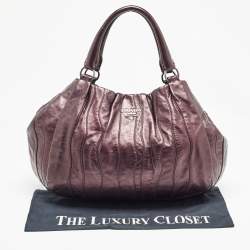 Prada Metallic Purple Leather Wave Hobo